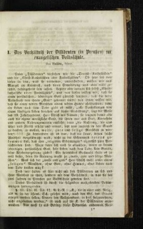 ¬Das¬ Verhältniß der Dissidenten (in Preußen) zur evangelischen Volksschule