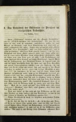 ¬Das¬ Verhältniß der Dissidenten (in Preußen) zur evangelischen Volksschule