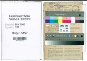 Entnazifizierung Arthur Berger , geb. 12.11.1905 (Postinspektor)