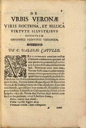 De urbis Veronae viris doctrina et bellica virtute illustribus opusculum Onuphrii Panvinii Veron