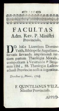 Facultas Adm. Rev. P. Ministri Provincialis