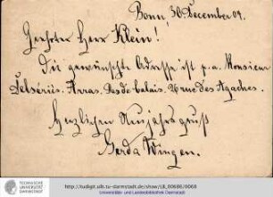Postkarte vom 30.12.1904