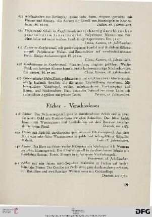 Fächer – Verschiedenes (Nr. 438-462)