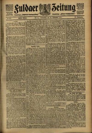 Erste Ausgabe vom Donnerstag, den 10. November 1910.