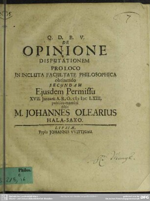 Disputatio II. de opinione