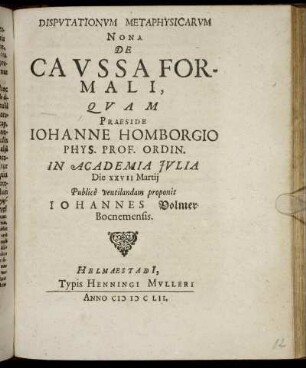 Disputationum Metaphysicarum Nona De Caussa Formali