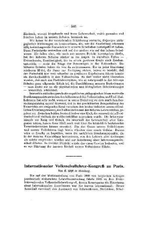 Internationaler Volksschullehrer-Kongreß zu Paris