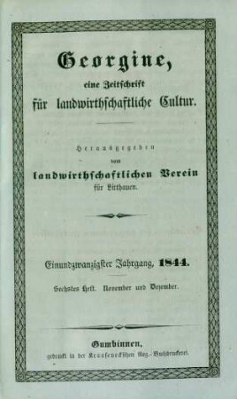 Einundzwanzigster Jahrgang, 1844. Sechstes Heft. November und Dezember.