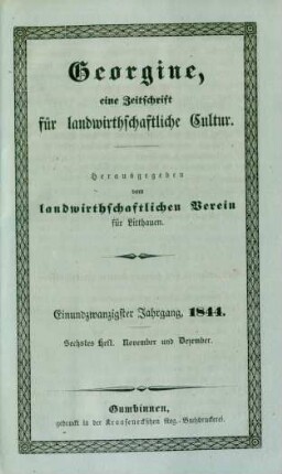 Einundzwanzigster Jahrgang, 1844. Sechstes Heft. November und Dezember.