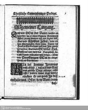 Christlihe Einweyhungs-Predigt