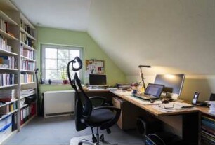 Arbeitszimmer von Dr. Wolfgang Melzer (*1950) in seinem Haus in Steina bei Pulsnitz; Schriftsteller