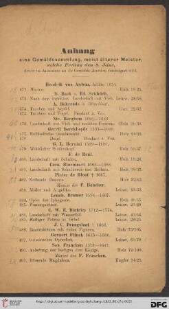 Anhang: Eine Gemäldesammlung, meist älterer Meister (Nr. 472 - 561)