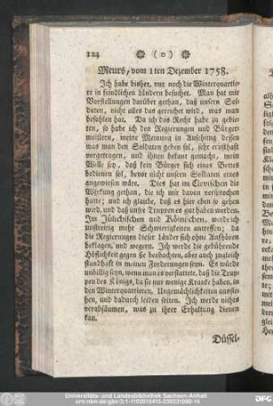 Meurs, vom 1ten Dezember 1758.