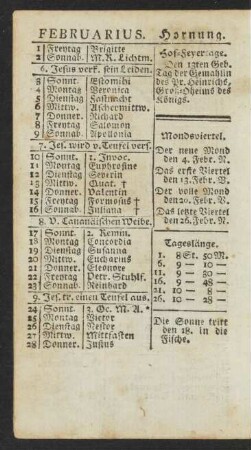Februarius. Hornung.