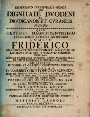 Dissertatio inauguralis medica de dignitate duodeni in diiudicandis et curandis morbis