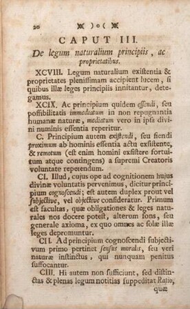 Caput III. De legum naturalium principiis, ac proprietatibus.