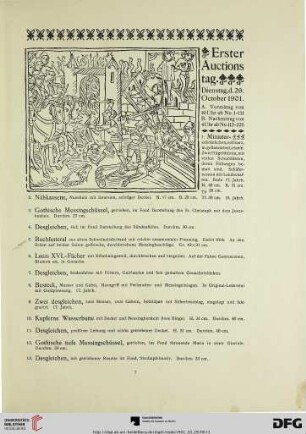Erster Auctionstag. Dienstag, d. 29. October 1901 (Nr. 1-225)