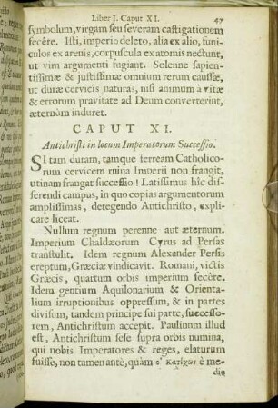 Caput XI. Antichristi in locum Imperatorum Successio.