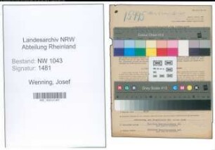 Entnazifizierung Josef Wenning , geb. 30.06.1908 (Angestellte)