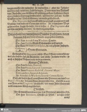 Verzeichnüß der vornehmen Stands-Persohnen, deren Nahmen biß auff diese Stunde angegeben werden