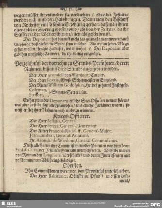Verzeichnüß der vornehmen Stands-Persohnen, deren Nahmen biß auff diese Stunde angegeben werden