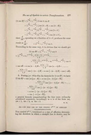 IX. On the use of the symbol ... in certain transformations.
