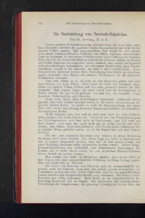 Die Besiedelung von Deutsch-Ostafrika.
