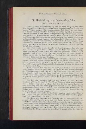 Die Besiedelung von Deutsch-Ostafrika.