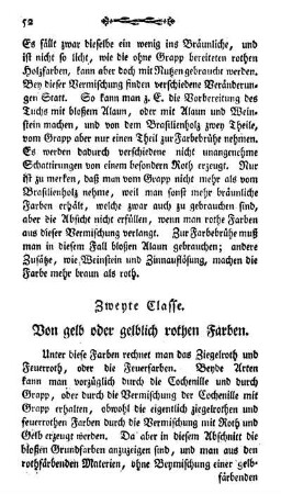 Zweyte Classe. Von gelb oder gelblich rothen Farben