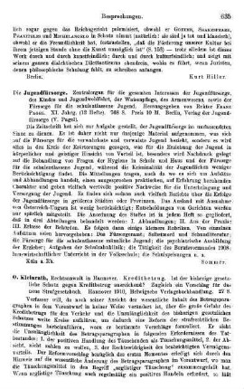 635, Die Jugendfürsorge. Zentralorgan für die gesamten Interessen der Jugendfürsorge, des Kindes und Jugendwohlfahrt, der Waisenpflege, des Armenwesens, sowie der Fürsorge für die schulentlassene Jugend