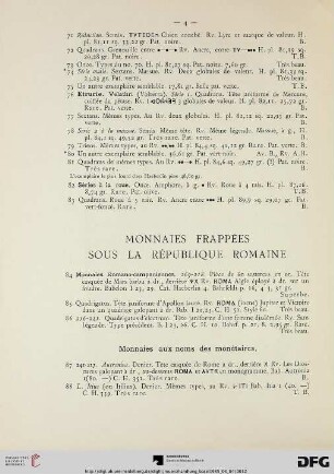 Monnaies frappées sous la république romaine (Nr. 84-99)