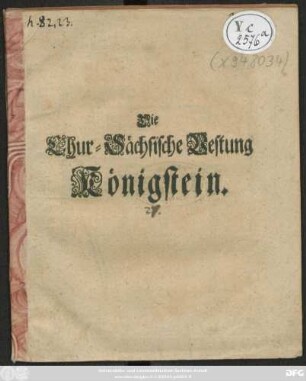 Die Chur-Sächsische Vestung Königstein