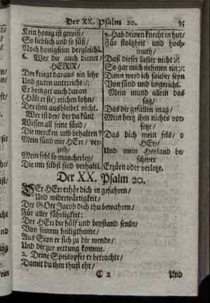 Der XX Psalm 20. - Der Der XXXIII Psalm 33.