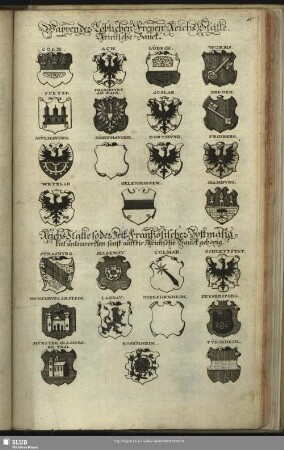 Wappen der Löblichen Freyen Reichs Stätte. Reinische Banck