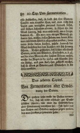 Das zehente Capitel. Von Fermentation oder Erwärmung der Samen.