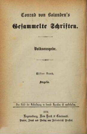Conrad von Bolanden's Gesammelte Schriften, 11. Angela : socialer Roman