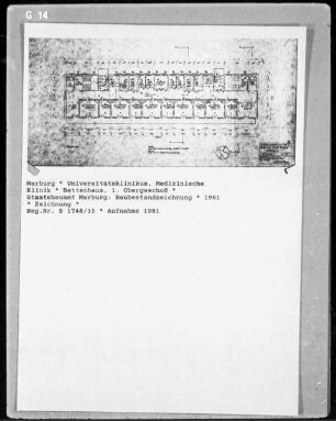 Marburg, Universitätsklinik, Medizinische Poliklinik, Bettenhaus, 1. Obergeschoss