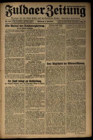 Erste Ausgabe vom Mittwoch, den 08. Juli 1931.