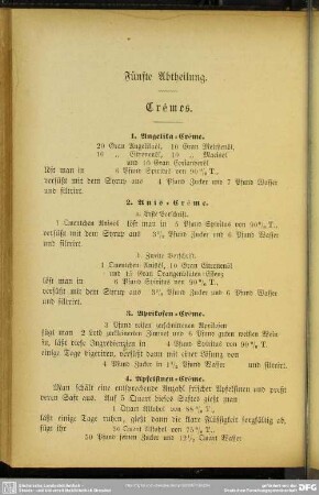 Fünfte Abtheilung. Crêmes