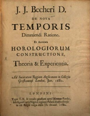 De nova temporis dimetiendi ratione