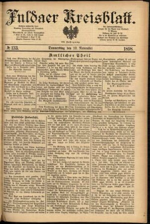 Erste Ausgabe vom Donnerstag, den 10. November 1898.