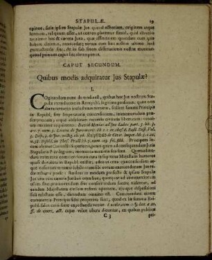 Caput Secundum. Quibus modis adquiratur Jus Stapulæ?