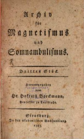 Archiv für Magnetismus und Somnambulismus. 3. 1787