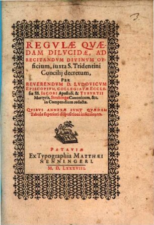 Regulae quaedam dilucidae ad recitandum divinum officium