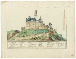 Aufriß des Schlosses Marxburg (aufklappbar)