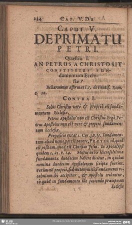Caput V. De Primatu Petri