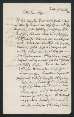 Eigenhändiger Brief Giacomo Meyerbeer an den Bankier Lassar, betrifft Börsenangelegenheiten.
