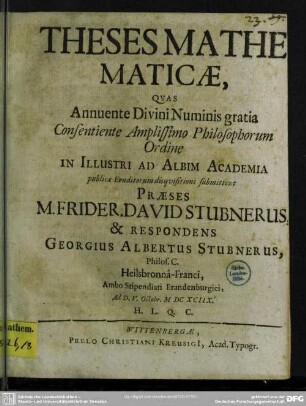 Theses Mathematicae