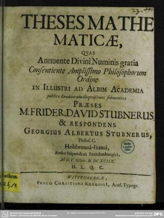 Theses Mathematicae