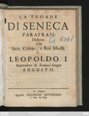 La Troade Di Seneca